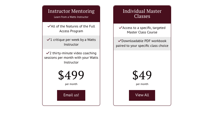 Watts Atelier has many subscription plans that offer varying levels of access to the program.